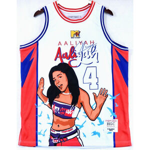 Headgear Classics Aaliyah 1979 Baby Girl #4 Basketball Jersey MTV Hip Hop XL